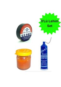 Resim 3'lü Lehim Seti Lehim Teli Lehim Pastası Elektrik Bandı 