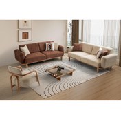 Resim Yuvaset Home Gloria Ahşap Ayaklı Mekanizmalı 3+3+1 Koltuk Takımı 