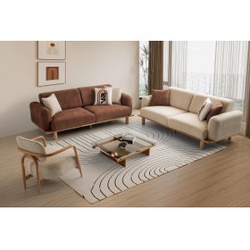 Resim Yuvaset Home Gloria Ahşap Ayaklı Mekanizmalı 3+3+1 Koltuk Takımı 