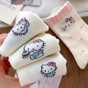 Resim 5 Çift/1 Çift Sanrio for hello kitty Serisi Karikatür Sevimli Orta Boy Çoraplar - Sevimli Basit Tasarım - Rahat Malzeme - Tüm Mevsimlerde Giyilebilir - Beyaz for hello kitty Kadın Çorapları Açık Hava Çorapları 