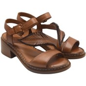 Resim Kadın Yaprak Detaylı Hakiki Deri Sandalet Taba 25020310y Taba 