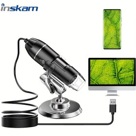 Resim INSKAM 1600X Dijital Mikroskop Kamera, 200W/30W Piksel, 3'ü 1 Arada USB Taşınabilir Elektronik Mikroskop, Demir ve Plastik, Cilt Tespiti, Böcek Gözlemi, Devre Kontrolü için, ≤36V 