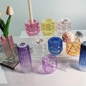 Resim 1 adet Yaratıcı Minimalist Cam Mum Tutucu - Şık Vazo El Sanatları Tasarımı Oturma Odası, Yemek Masası Dekoru, Tatil ve Ofis Dekorasyonu, Zeminde Duran, Elektrik Gerektirmez, Mum Tutucu Dekoru, Masaüstü Sergisi, Dekoratif Merkez Parça, Dayanıklı Cam Eşyalar 