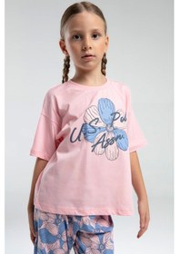 Resim U.s. Polo Assn. Kız Çocuk Somon Kısa Kol Paça Lastikli Pijama Takım SOMON 