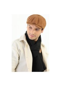 Resim Eleven Markets Kışlık 8 Parca Kaşmir Düz Renk Peaky Blinders Model Erkek Kasket London Şapka Taba Taba 