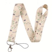Resim BKBKAAK Be Kind Floral Polyester Lanyard Seti ile ID Kartı Tutucu, Bilek Askısı ve Anahtarlık - Hafif, Dayanıklı ve Şık Spor Salonu, Mobil Telefon, USB ve Mor için 