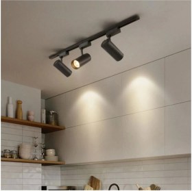 Resim Siyah Kasa Günışığı 1 Metre Raylı 3'lü 30W Ray Spot Vitrin Mağaza Armatürü Gün Işığı 