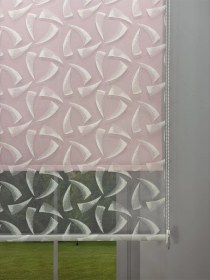 Resim Nova Serisi Üç Yaprak Desenli Çift Mekanizmalı Beyaz Tül Pembe Stor Perde Pembe 