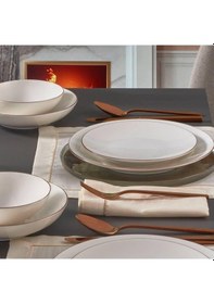 Resim Güral Porselen Atina 33063 Dg 24 Parça 6 Kişilik Porselen Yemek Takımı Beyaz - Altın 