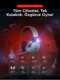 Resim Rampage RETSU Triple Mode (Kablosuz/Bluetooth/2.4G) Protein Deri Extra Pad Oyuncu Kulaklığı 
