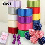 Resim İki Parça Altın Kenarlı Bant, 4Cm Genişlikte Ve 21 Metre Uzunluğunda, Kek Kutuları Ve Düğün Hediyeleri Süslemek İçin, Ayrıca DIY El Yapımı Gül Saç Tokaları İçin. 
