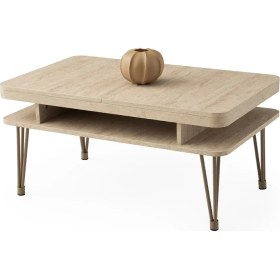 Resim Dekoratif Metal Firkete Ayaklı Satranç Tavla Orta Sehpa Mermer Desen Sidon 