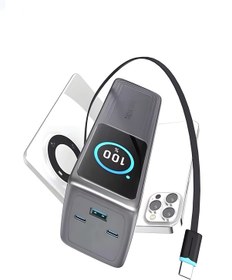 Resim 30000mah 140w Hızlı Şarjlı Tft Ekranlı Kendinden Type-c Kablolu 2type-c 1usb Girişli Powerbank siyah 