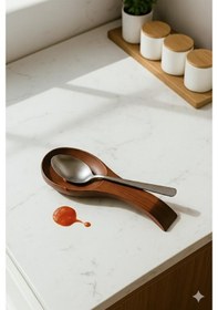 Resim Mien Akasya Kaşık Altlığı Kirli Kaşık Altlığı Tezgah Üstü 26cm Kahverengi 