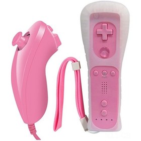 Resim Samdoo Wii Oyun Konsolu Sağ-sol Kol Çubuğu - Düz + Eğri Kollü, Pembe - Oyun Severler İçin Pratik Ve Eğlenceli 