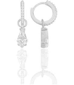 Resim Söğütlü Silver Gümüş Rodyumlu Kristal Kesim Zirkon Taşlı Halka Küpe 