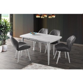 Resim Sweethomemasasandaly Silva Açılır Ahşap Kristal Masa 4 Adet Vera Sandalye Takım 