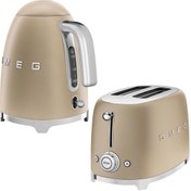 Resim Smeg 50'S Style Special Edition Mat Gold Kettle ve 1x2 Ekmek Kızartma Makinesi Seti 