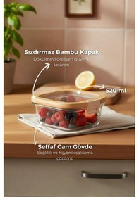 Resim Bambum Poira - Cam Kapaklı Kilitli Cam Saklama Kabı 520 Ml Bambu 
