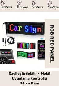 Resim PeraNova Taşınabilir Özelleştirilebilir Cama Yapıştırılan Mobil Uygulama Kontrollü Araç Oto RGB LED Panel 