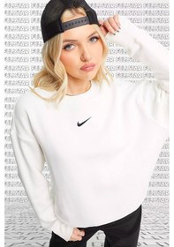 Resim Nike Sportswear Essential Collection Fleece Oversized Crew Kadın Sweatshirt Beyaz 