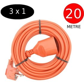 Resim Tek-iş 20 Metre Uzatma Kablosu 3 X 1 Mm Ttr Bakır Kablo Erkek Fiş Dişi Fiş Baskılı Seyyar Ara Kablo Diğer 