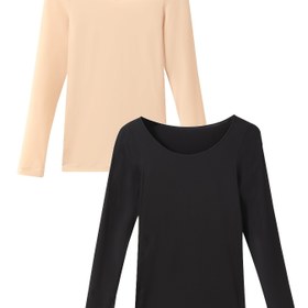 Resim 2 Adet Yüksek Elastik Ultra-İnce Taban Kat Üstleri, Hafif ve Forma Uygun, Sonbahar ve Kış İçin Sıcak, Uzun Kollu Kadın Termal İç Giyim. 