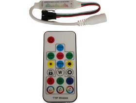 Resim Hazar Led SP104E Müzik Denetleyici WS2811-WS2812 Argb Pixel LED Kontrol Devresi 5-24V 17 Tuşlu Rf Kumanda 