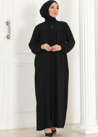 Resim OKTAYUSTA COLLECTİON Robalı Mevlana Kesim Günlük Siyah Ferace 