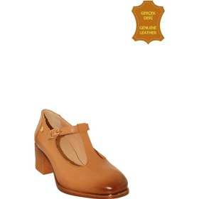 Resim Venüs 2512705y Vintage Topuklu Mary Jane Model Kadın Deri Ayakkabı Taba M Taba 