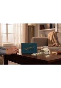 Resim Lüks Deri Kutulu Premium Domino Seti 28 Parça Spinner Lı Çift 6 Taş 2-4 Oyuncu Yeni Yıl Hediyesi C 