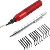 Resim Betty Becky RB3000 Manuel Çapak Alma ve Kırpma Aracı ile 15 Adet Yönlendirici Bit Çapak Alma Bıçakları Sivri Fayans Kesici Kalem Sökücü (Yurt Dışından) 