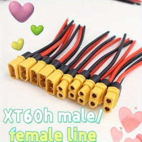 Resim Adet 5 XT60H Erkei/Diş Konnektör ve 16AWG Kablolar - Yüksek Akımlı Çalışma DC Giriş çıkış Adaptasyonu, RC Araba, İHA (Drone), Düşik Elektroniğe Uygun Ba 