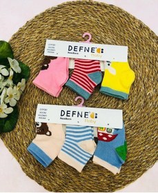 Resim 6 Çift Pamuklu New Born Yenidoğan Kız Bebek Çorap-749 ÇoK Renkli 