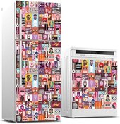 Resim Roses Store Buzdolabı Ve Bulaşık Makinası Beyaz Eşya Sticker Kaplama Pop Art Music Collage 