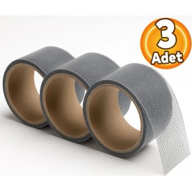 Resim 48 mm x 2 Metre (3 Adet) Yapışkanlı Sineklik Tülü Tamir Bandı Yaması Bantı Kopmuş Delik Fiber Tül Yapıştırma Gri 