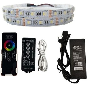 Resim Dokunmatik Müzik Kontrollü Rgbw Şerit Led Set 5050 Ledli 3çipli 12volt 10metre 