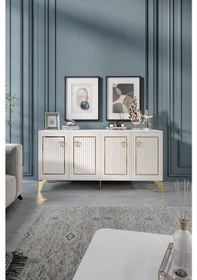 Resim TREND KONSOL MDF MEBRAN KAPAK EKRU GOLD 