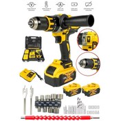 Resim 128 V 10 Ah Bakır Sargılı Darbeli Şarjlı Matkap Çift Akülü Mandre 