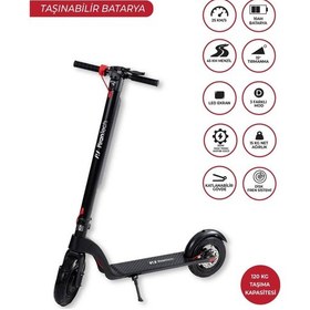 Resim X8 Elektrikli Scooter - Max 700 W - Çıkartılabilir Batarya Özellikli Scooter Siyah 