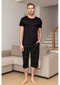 Resim Aydoğan Erkek Civan Modal Bermuda Siyah Pijama Takım 0033 Siyah 