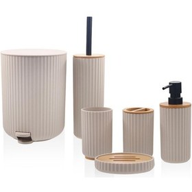 Resim The Mia Stripe Banyo Seti Krem 6 Parça 