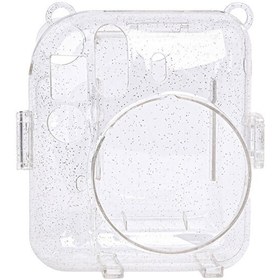 Resim Fujifilm Instax Mini 12 Makine Uyumlu Beyaz Simli Pleksi Kılıf 