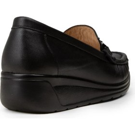 Resim Deery Kadın Hakiki Deri Siyah Dolgu Topuk Loafer - N1742ZSYHC01 