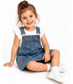 Resim Tucankids Kız Çocuk Çilek Nakışlı Kot Jile Elbise Kot Mavi 