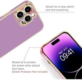 Resim Apple iPhone 14 Plus Kılıf Kenarları Gold Kamera Korumalı Renkli Pastel Silikon Siyah ile uyumlu 