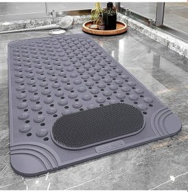 Resim Mainshop 2 Adet Banyo Ve Duş Kaydırmazı Duşa Kabin Küvet İçi Vantuzlu Banyo Paspası 36x69,5 Cm M-162 Gri 