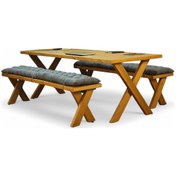 Resim Neiwel Eva Doğal Ahşap Banklı Toplantı Masasıı x 80 x 120 Açık Ceviz 