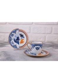 Resim Konyax Hybrid1 Porselen 6 Kişilik 12 Parça Türk Kahve Takımı Çok Renkli 