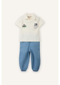 Resim Defacto Baskılı 2li Takım Erkek Bebek G8258a526smer98 Ekru-er98 